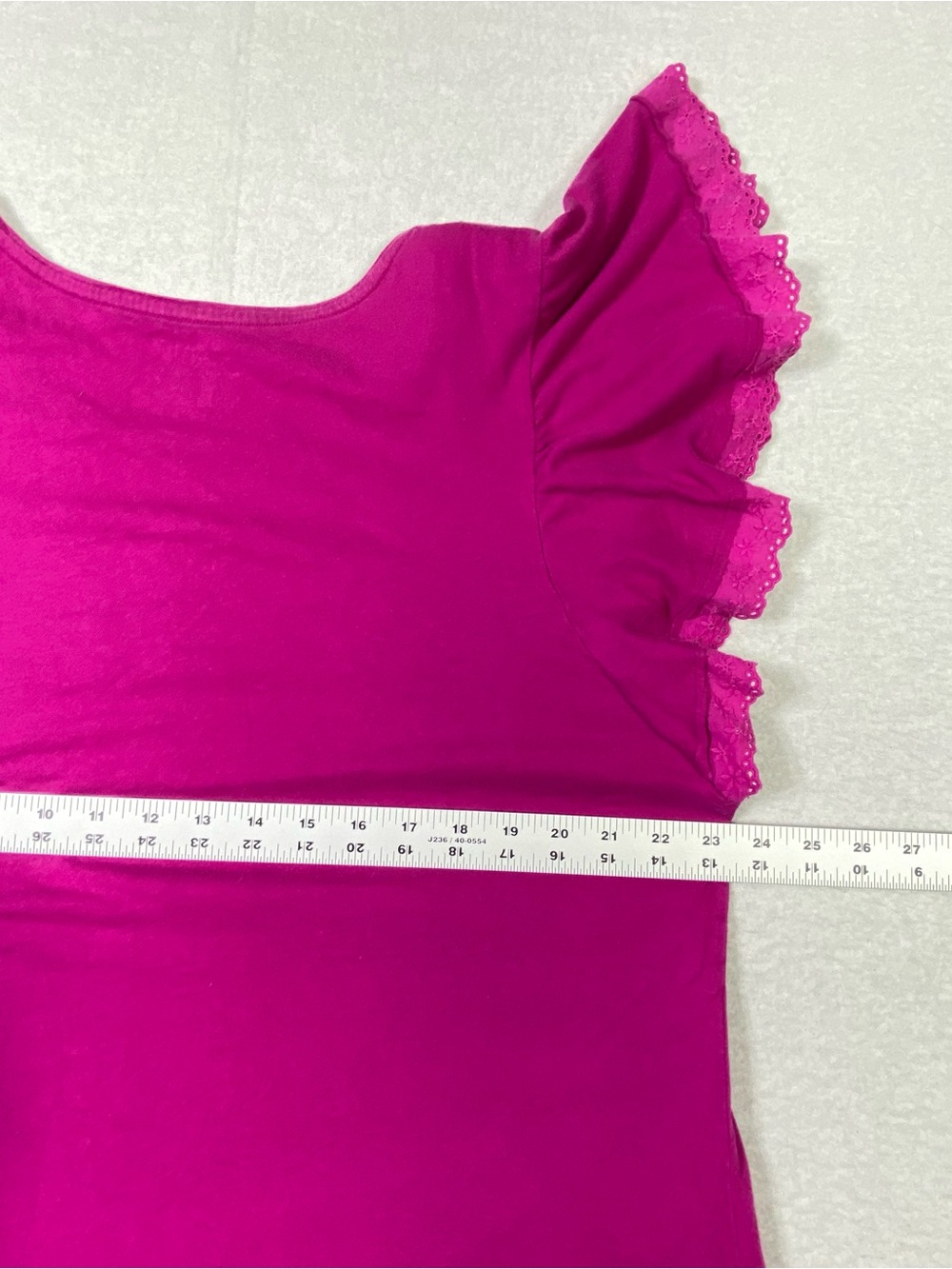 Time And Tru T-Shirt Women's XXL Fushia Short Flutter Sleeve Eyelet Lace Trim - Picture 7 of 8